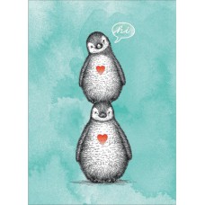TREE FREE GREETING CARD PENGUIN PILE